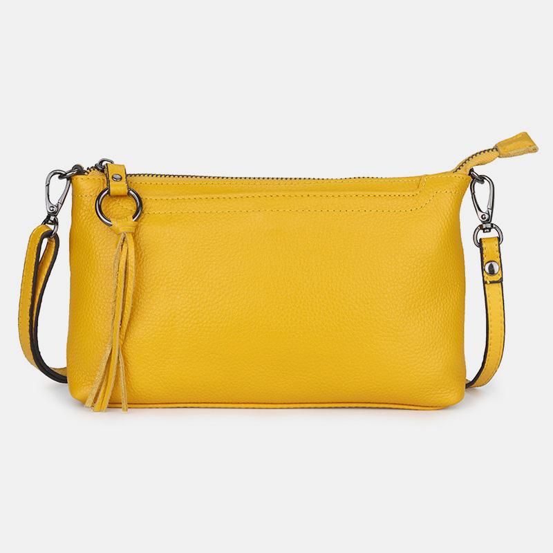 GenuineLeather Tassel Shoulder Crossbody Bag
