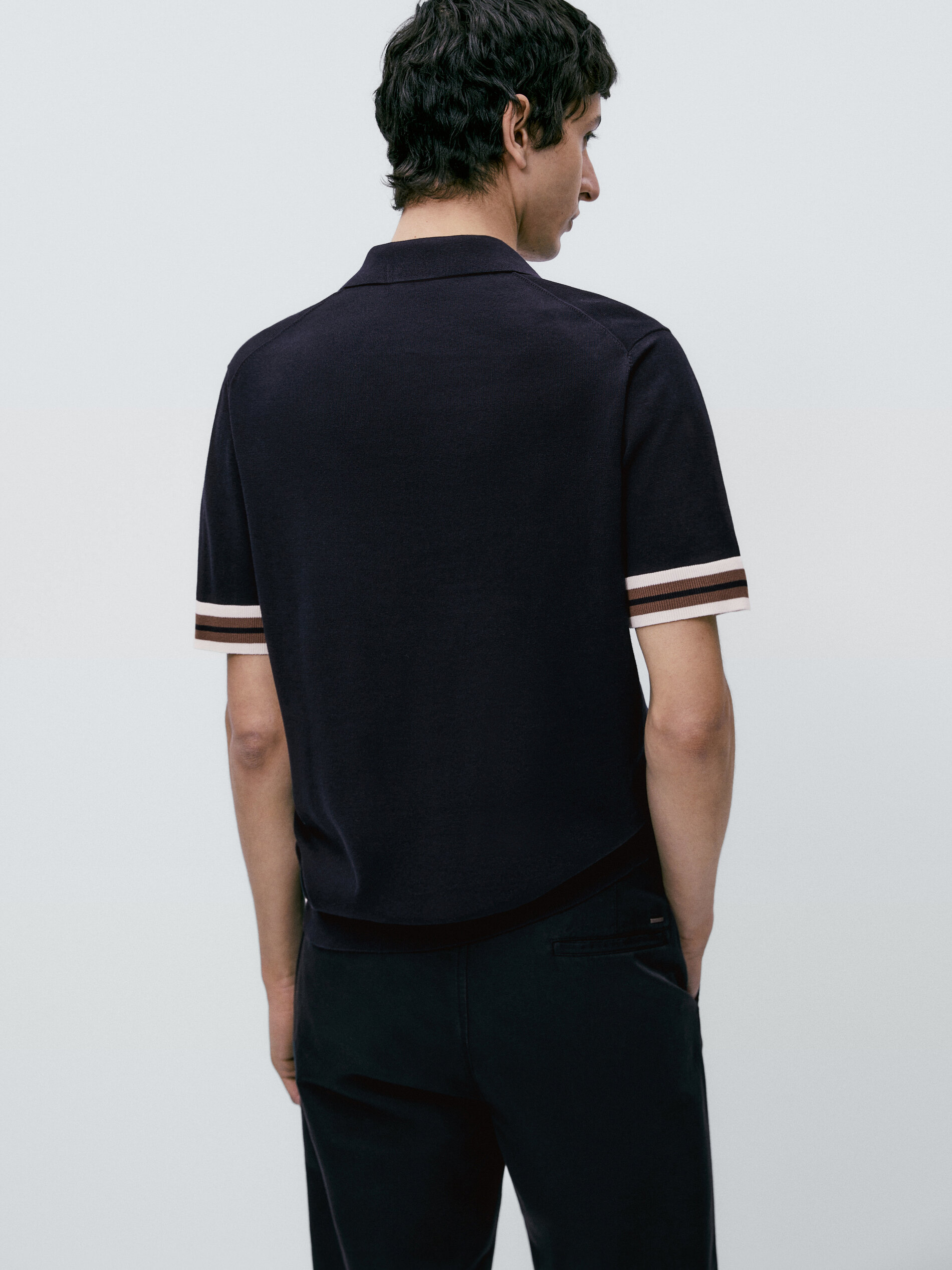 Jersey polo manga corta contraste - AZUL MARINO