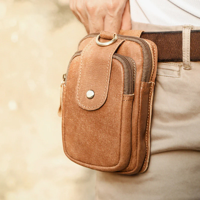 Retro Classic Leather EDC Business Waist Phone Bag