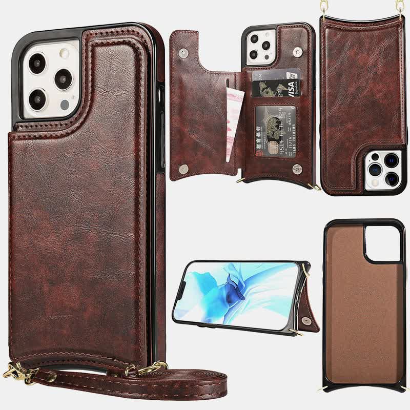 Compatible with iPhone Kickstand Wallet Case Phone Bag with Crossbody Strap