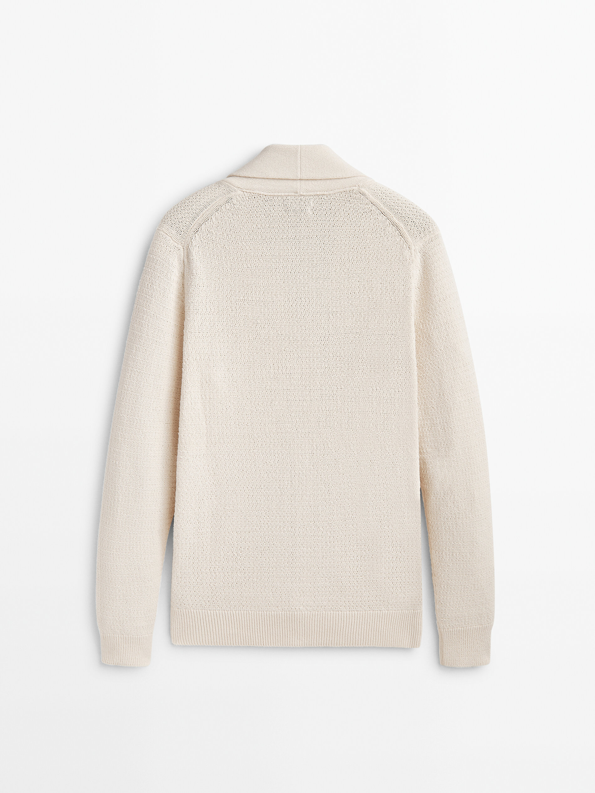 Cárdigan de punto estructura cuello chal - CRUDO