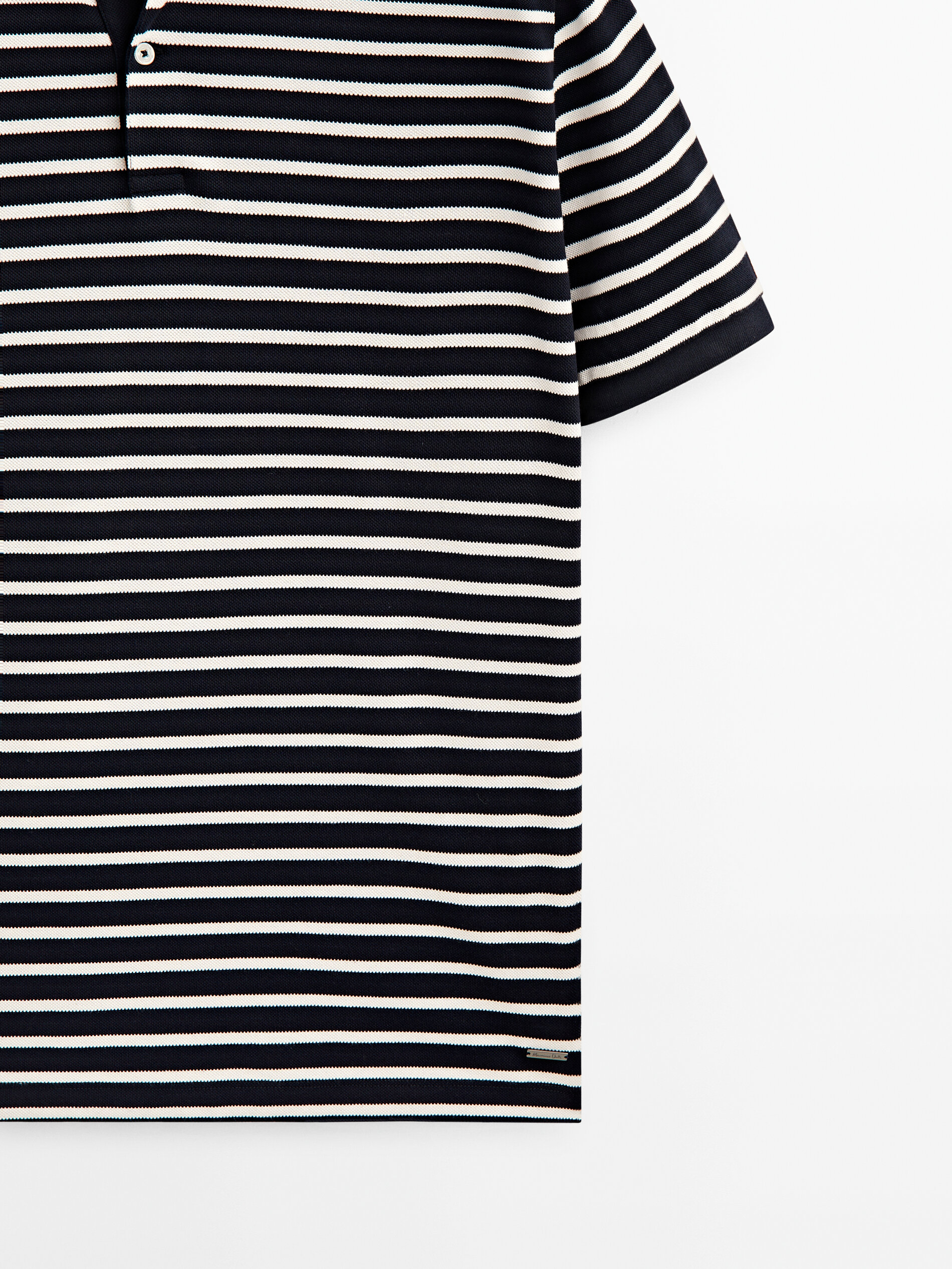 Polo rayas manga corta algodon - AZUL MARINO