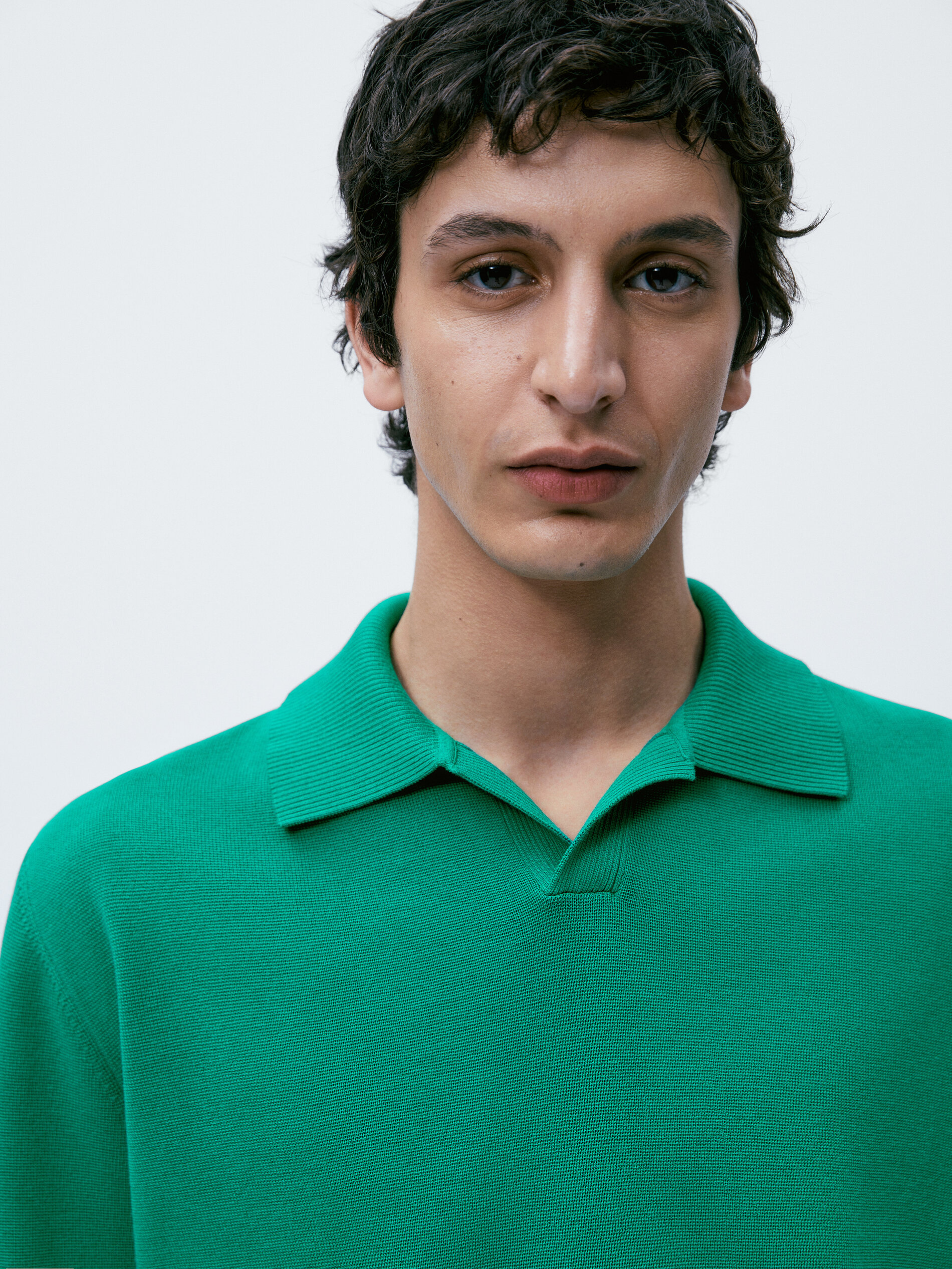 Jersey punto milano algodon cuello polo - Verde
