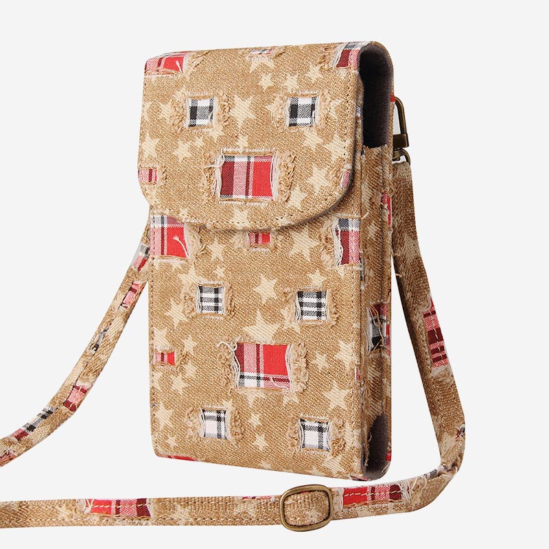 Casual Denim Printing Crossbody Phone Bag