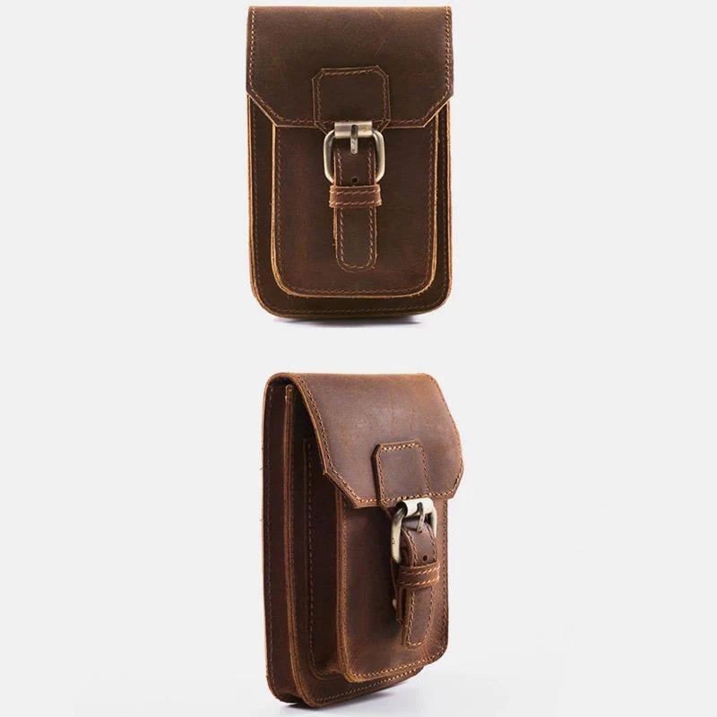 Retro GenuineLeather Waist Phone Bag