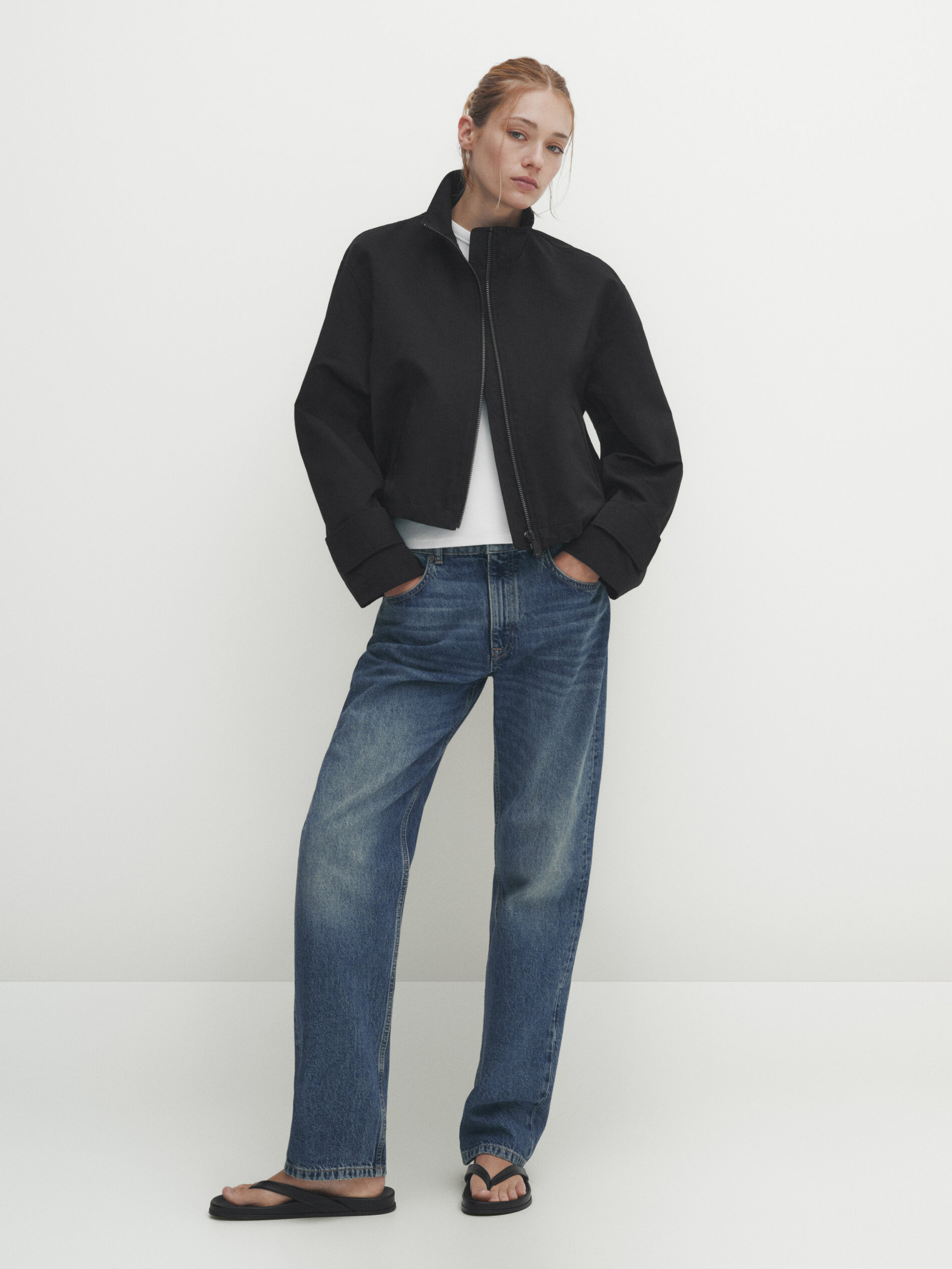 Chaqueta bomber cremallera - NEGRO