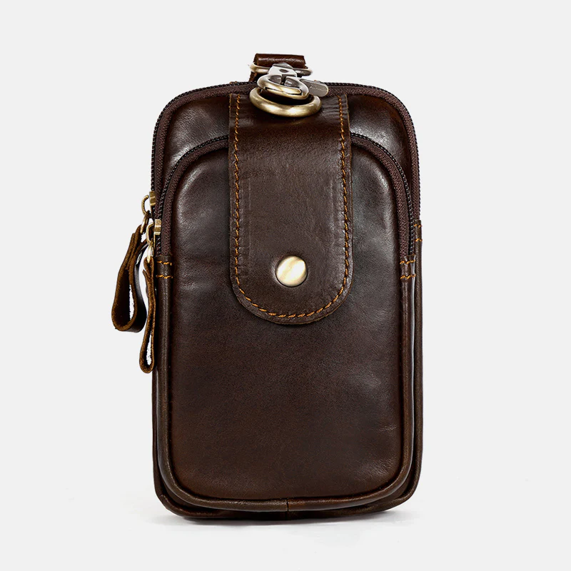 Retro Classic Leather EDC Business Waist Phone Bag