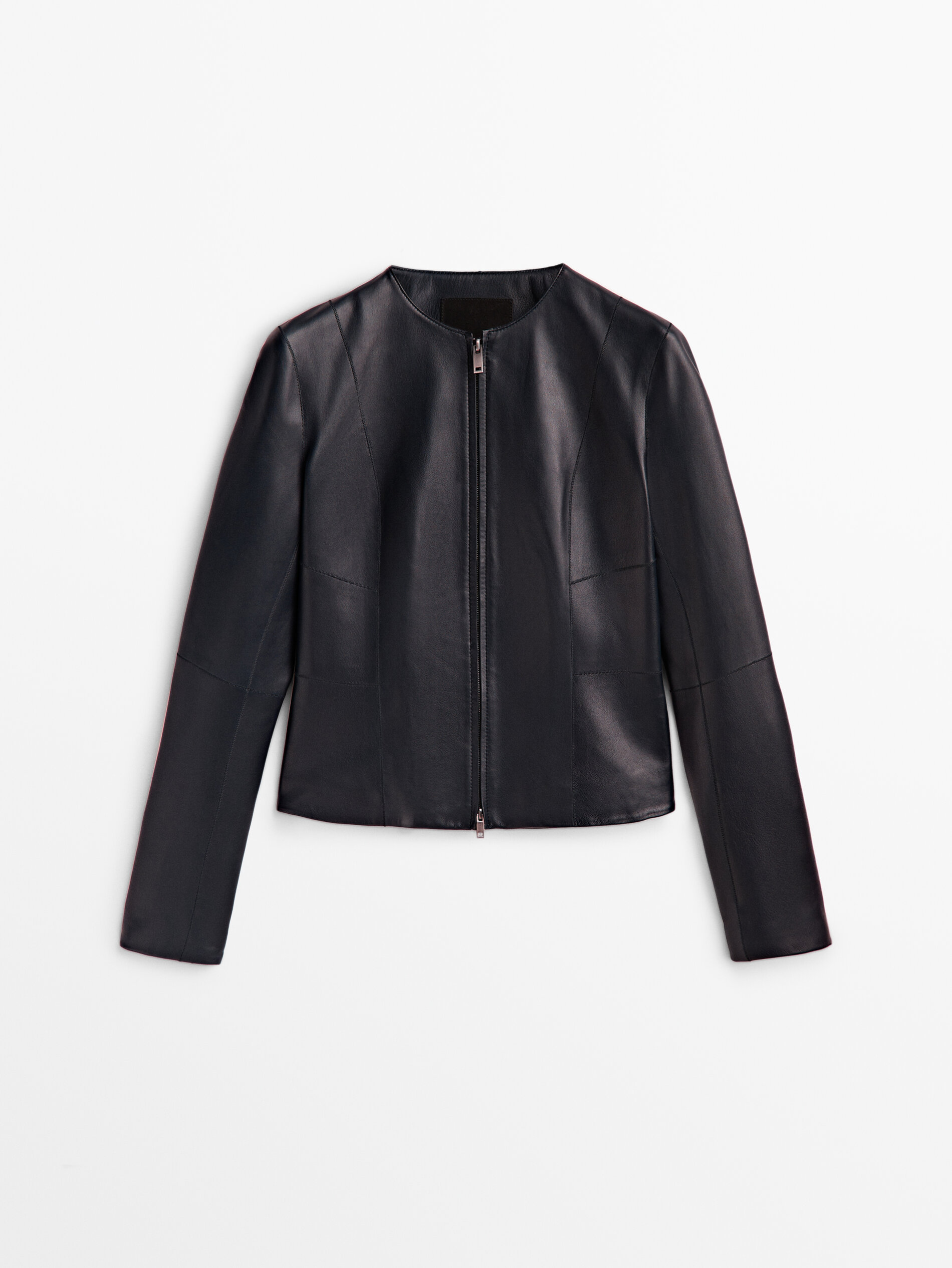 Cazadora piel napa azul marino - AZUL MARINO