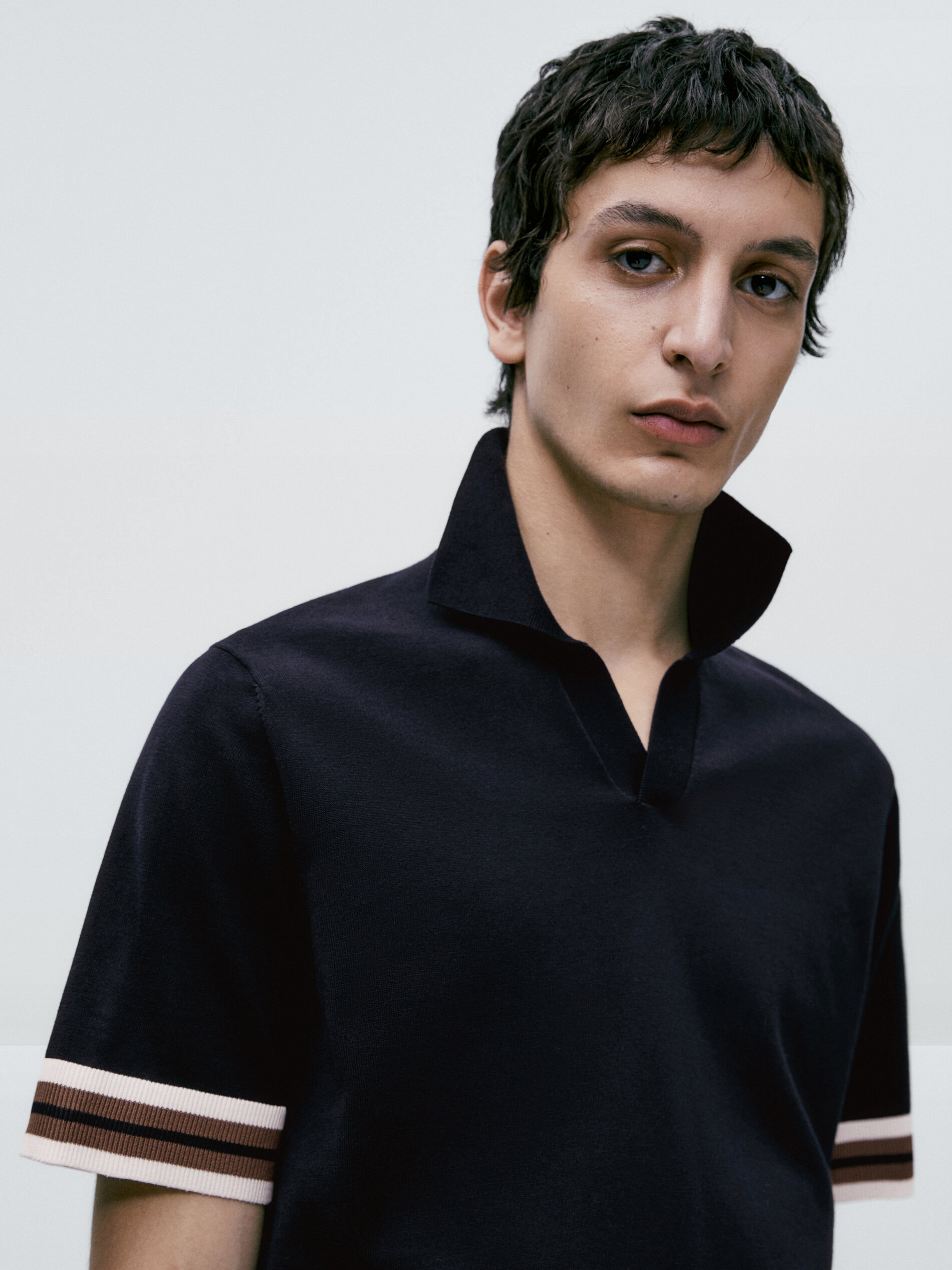 Jersey polo manga corta contraste - AZUL MARINO