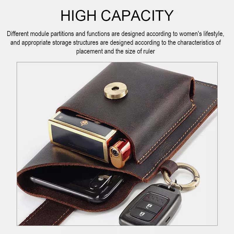Retro Leather Phone Holster for Men Universal Case Waist Bag EDC