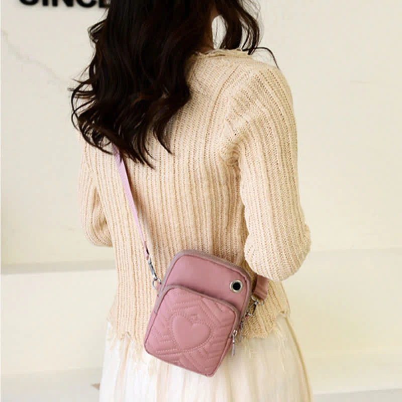 Double Compartment Cellphone Crossbody Mini Bag Lightweight Cute Shoulder Purses