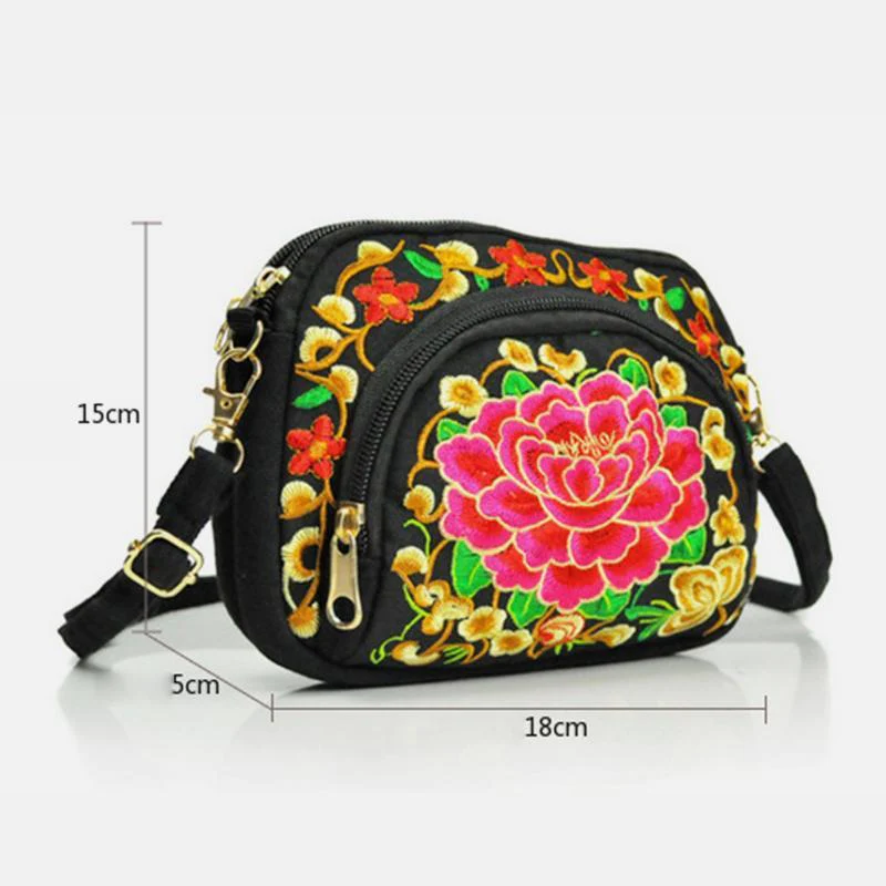Embroidery Small Crossbody Bag Cell Phone Pouch