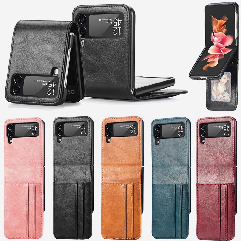 Samsung Galaxy Z Flip& Z Flip 3 4 Phone Case Leather Phone Bag with Multi-Slot