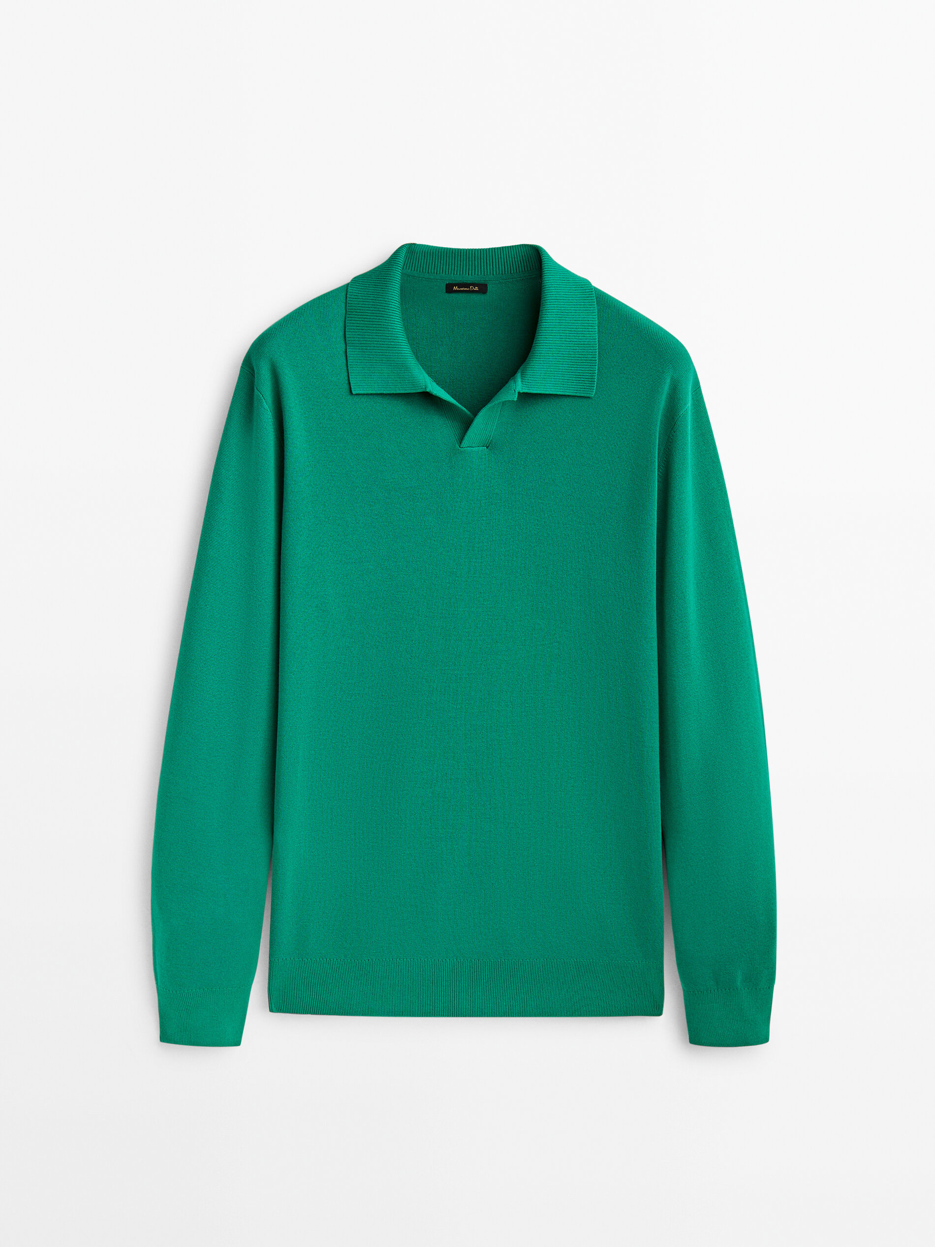 Jersey punto milano algodon cuello polo - Verde