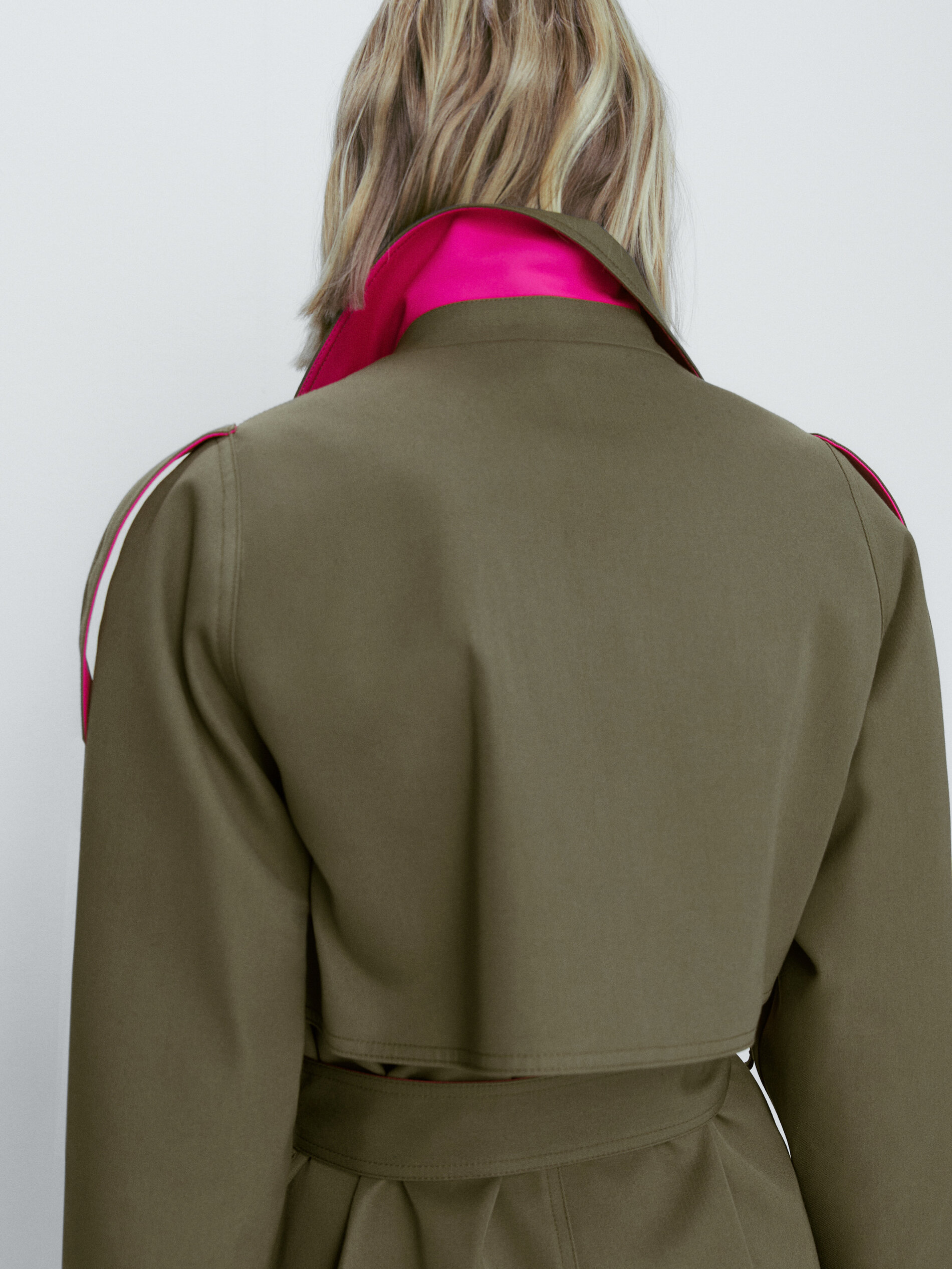 Chaqueta trench contraste color - KAKI