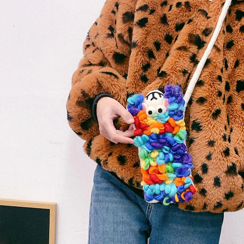 Wool Felt Phone Bag For Women Cute Animal Crossbody Bag