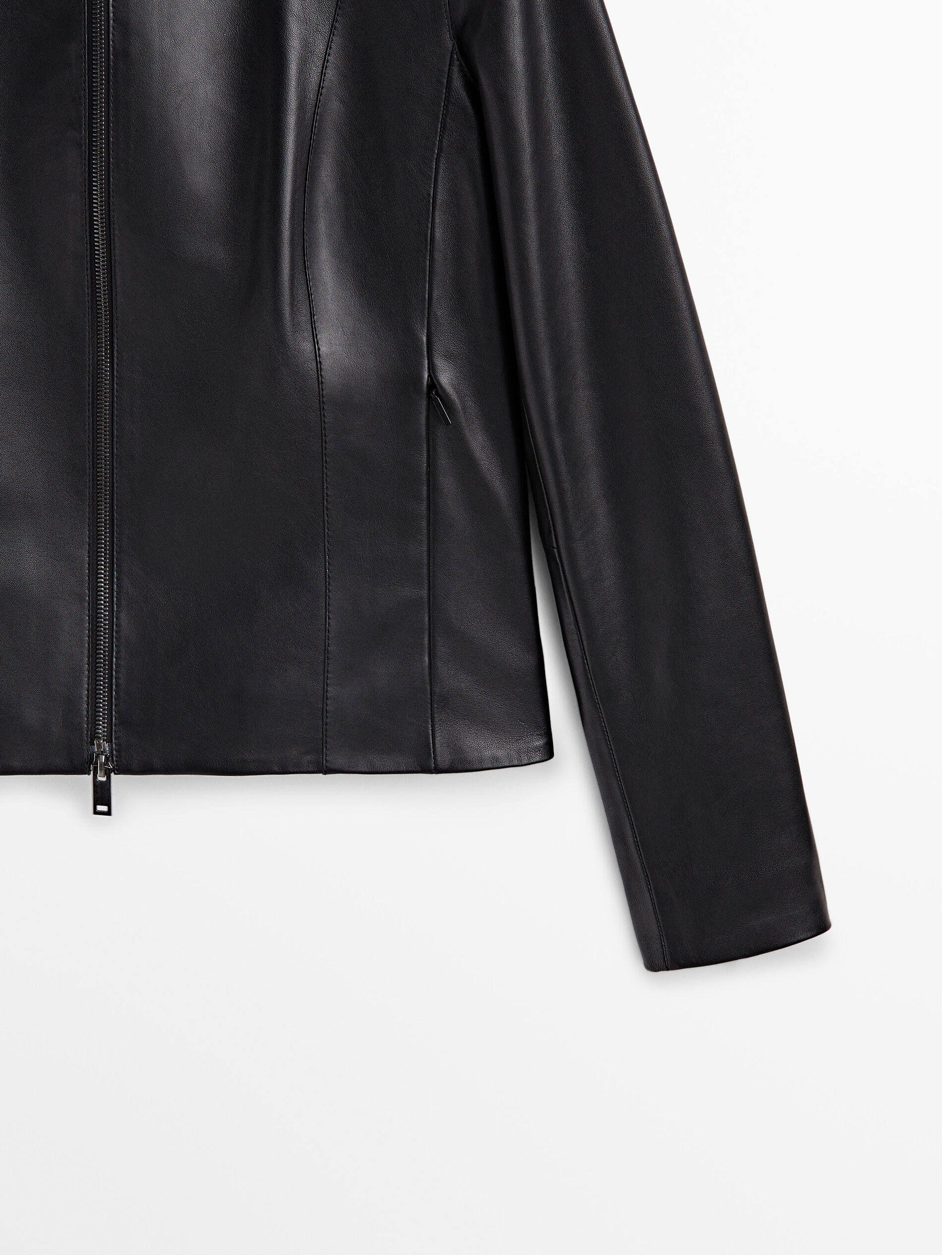 Cazadora piel napa negra - NEGRO