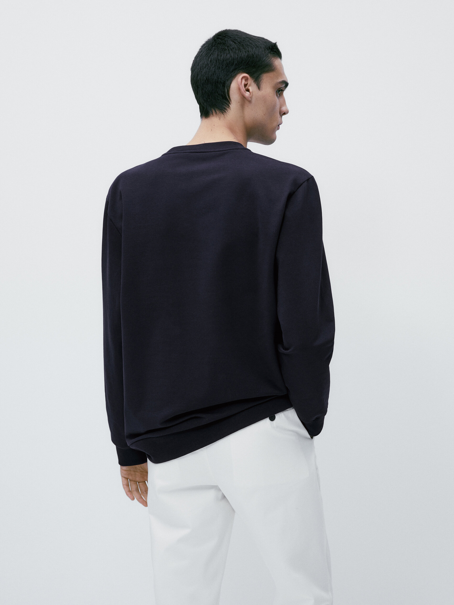 Sudadera lisa mezcla algodon - AZUL MARINO