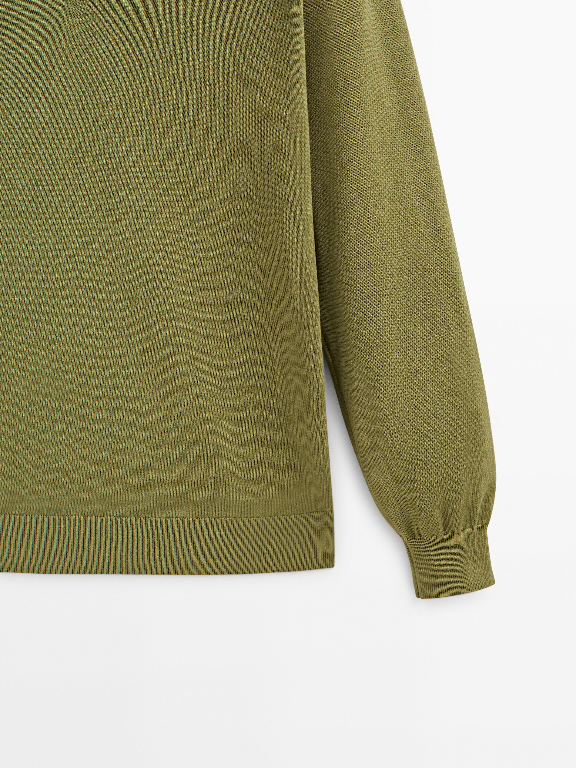 Jersey cuello pico algodon - Kaki