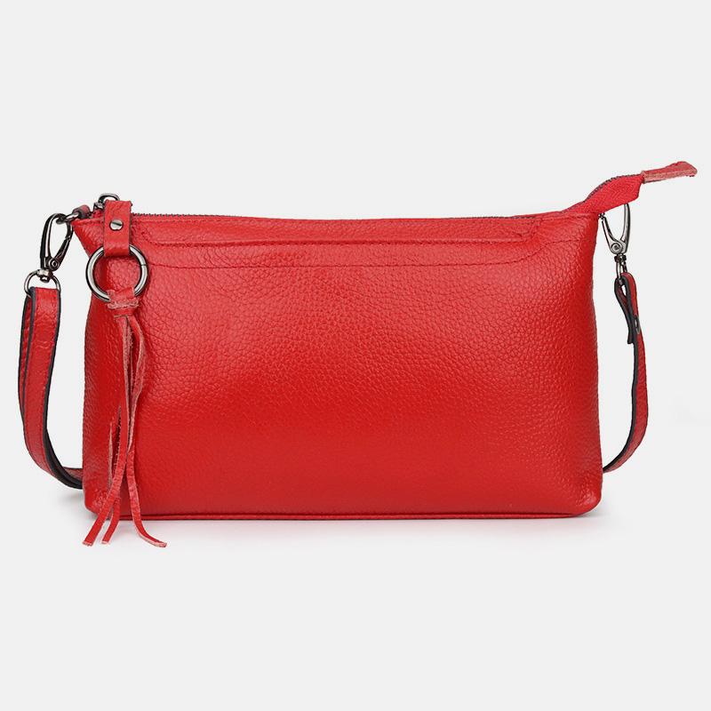 GenuineLeather Tassel Shoulder Crossbody Bag