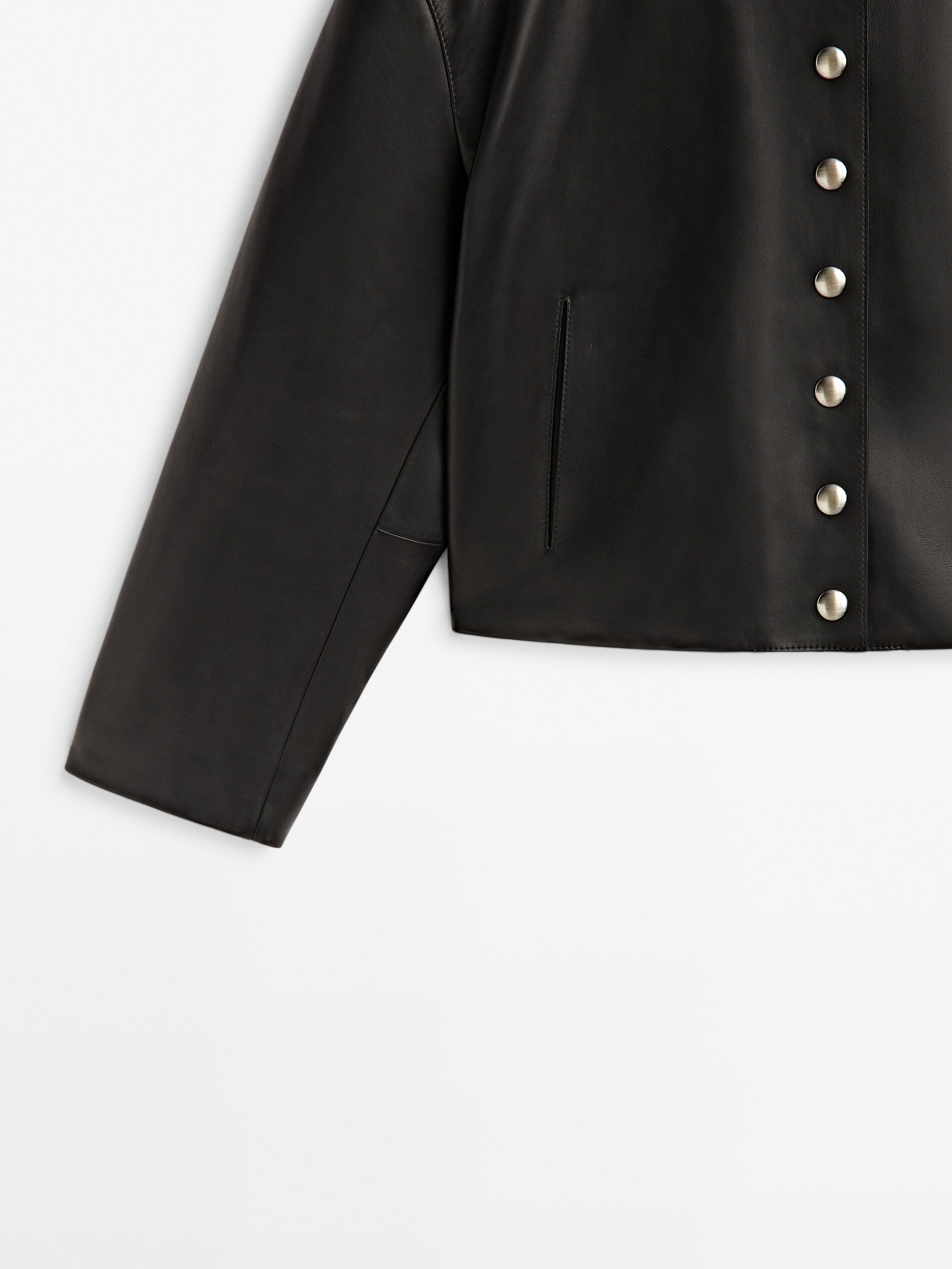 Chaqueta bomber piel napa botones - NEGRO