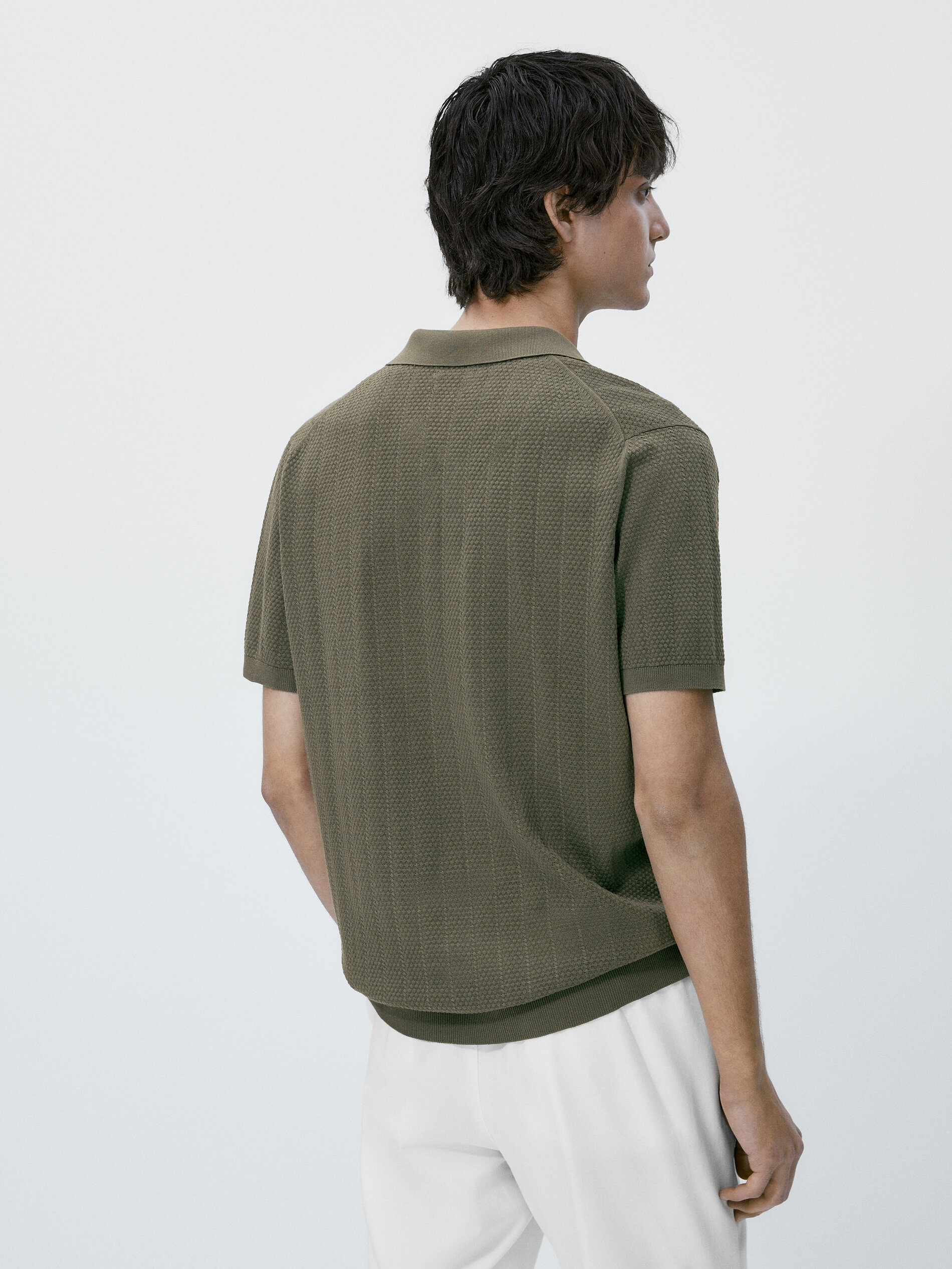 Jersey polo estructura manga corta - Kaki delavado