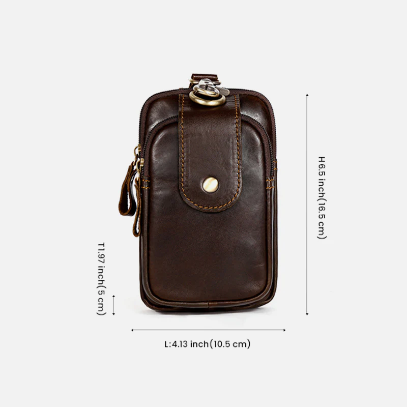 Retro Classic Leather EDC Business Waist Phone Bag