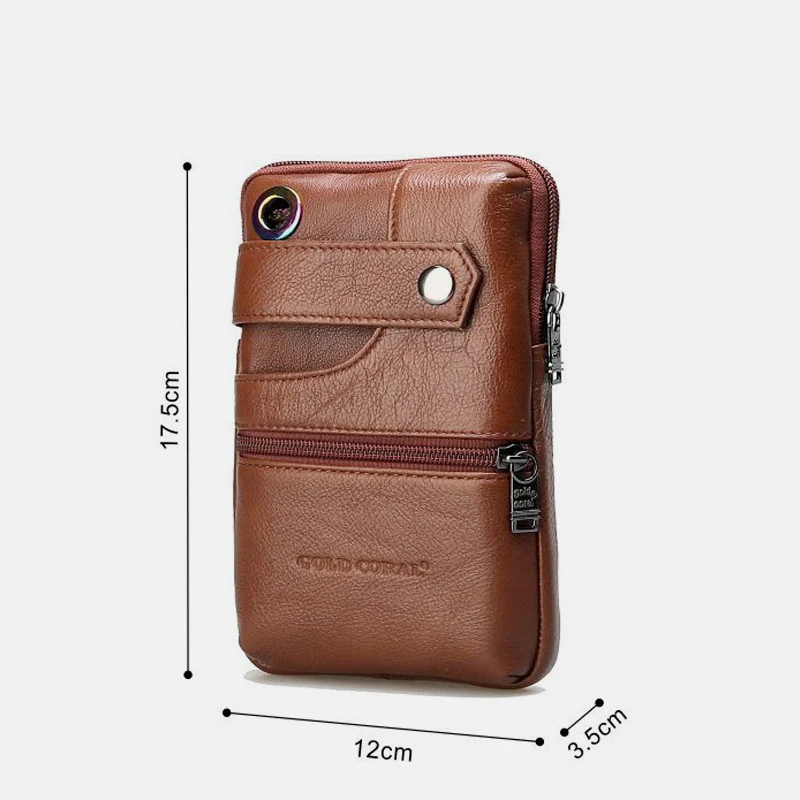 Retro GenuineLeather Business Crossbody PhoneBag With Earphone Hole