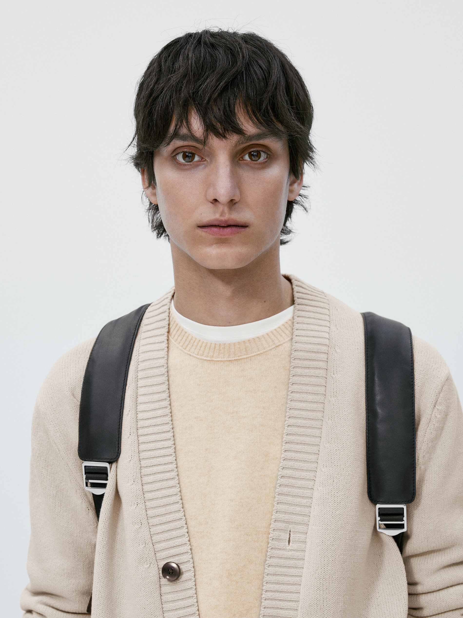 Cárdigan de punto mezcla algodón - Beige