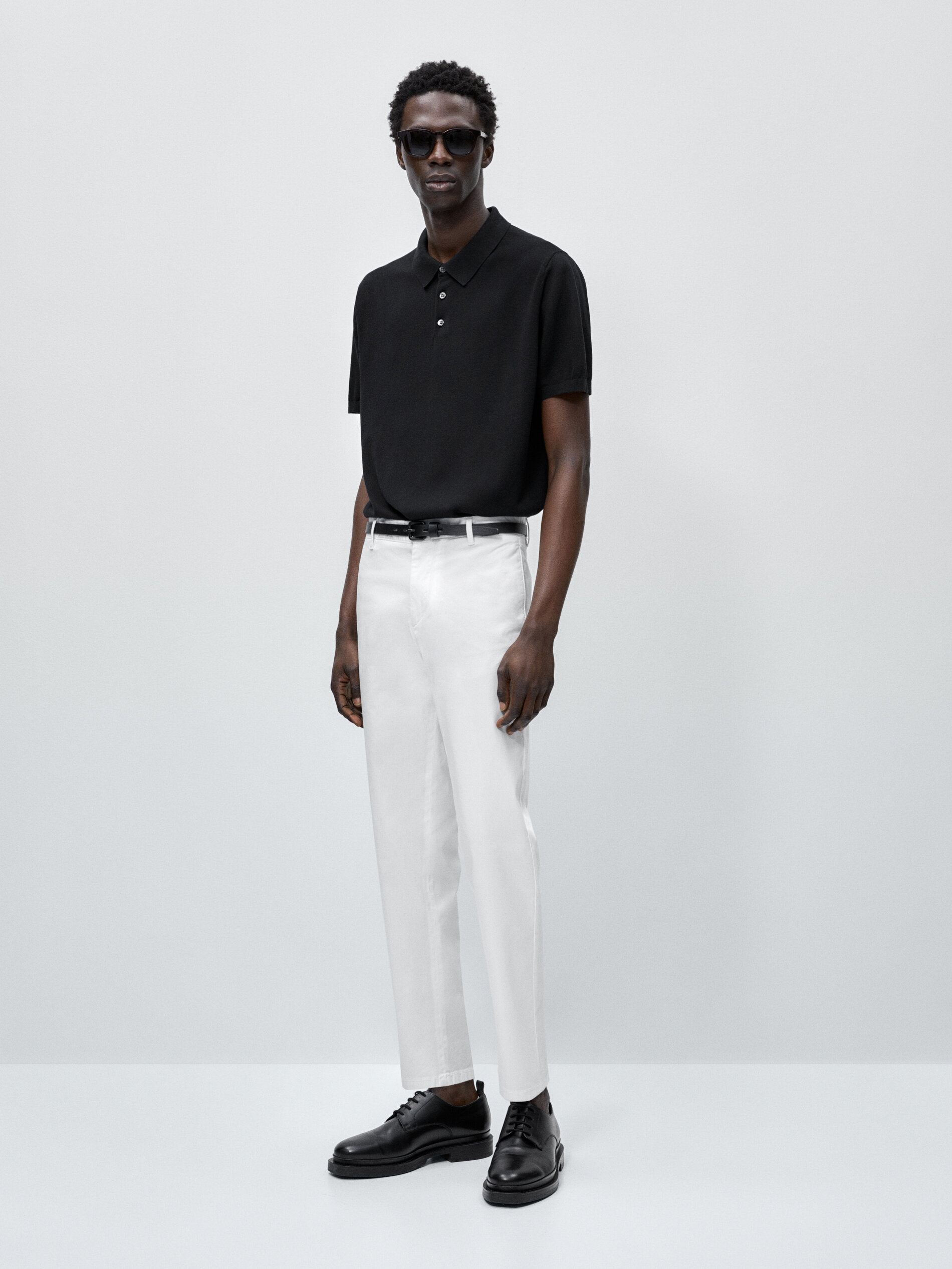 Jersey polo manga corta algodon - NEGRO