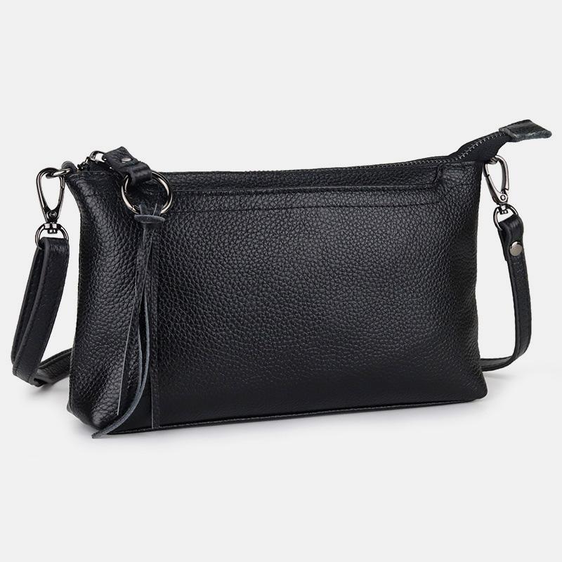 GenuineLeather Tassel Shoulder Crossbody Bag