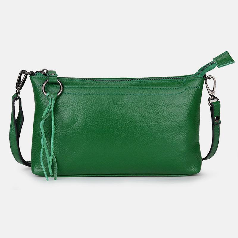 GenuineLeather Tassel Shoulder Crossbody Bag