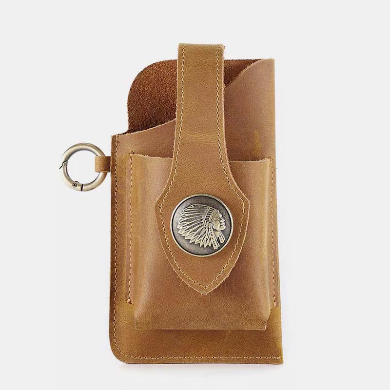Retro Leather Phone Holster for Men Universal Case Waist Bag EDC