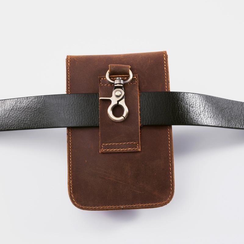 Retro GenuineLeather Waist Phone Bag