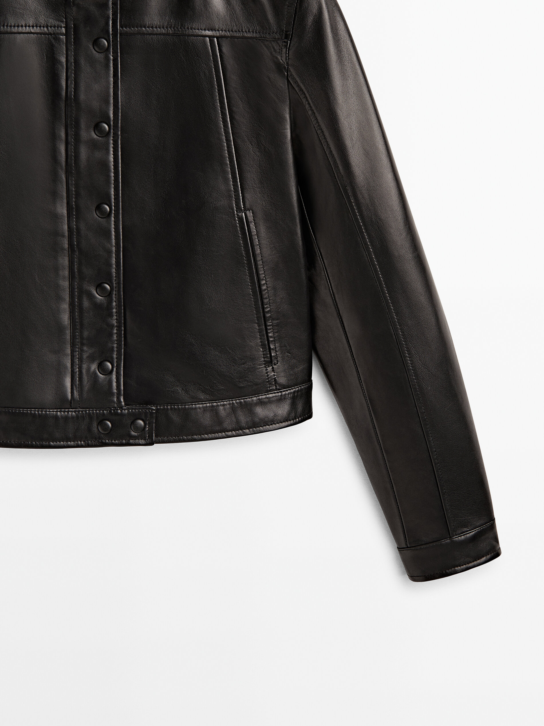 Cazadora piel napa botones - NEGRO