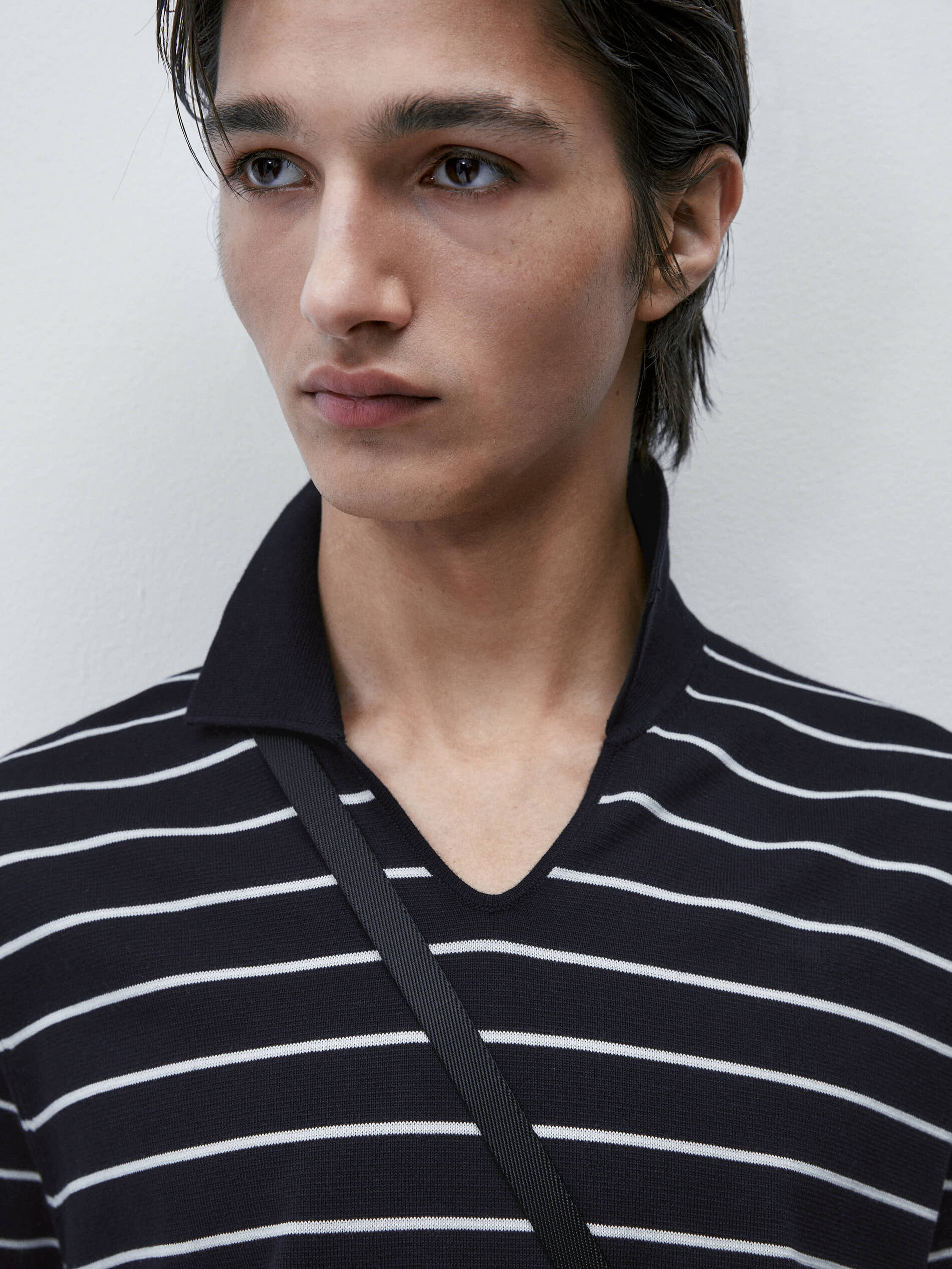 Jersey polo rayas manga corta - AZUL MARINO