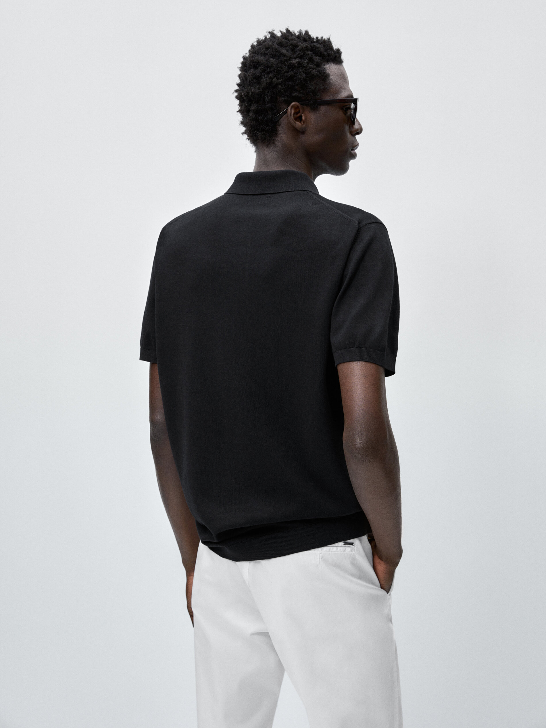 Jersey polo manga corta algodon - NEGRO