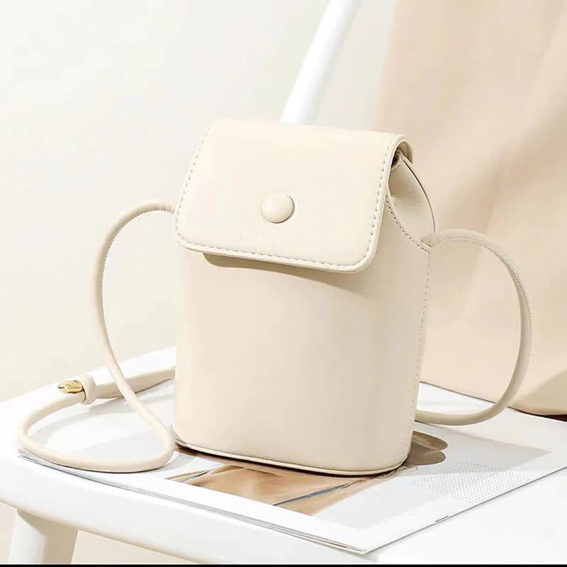 Women Mini Retro Bucket Bag PU Leather Phone Bag Crossbody Bag