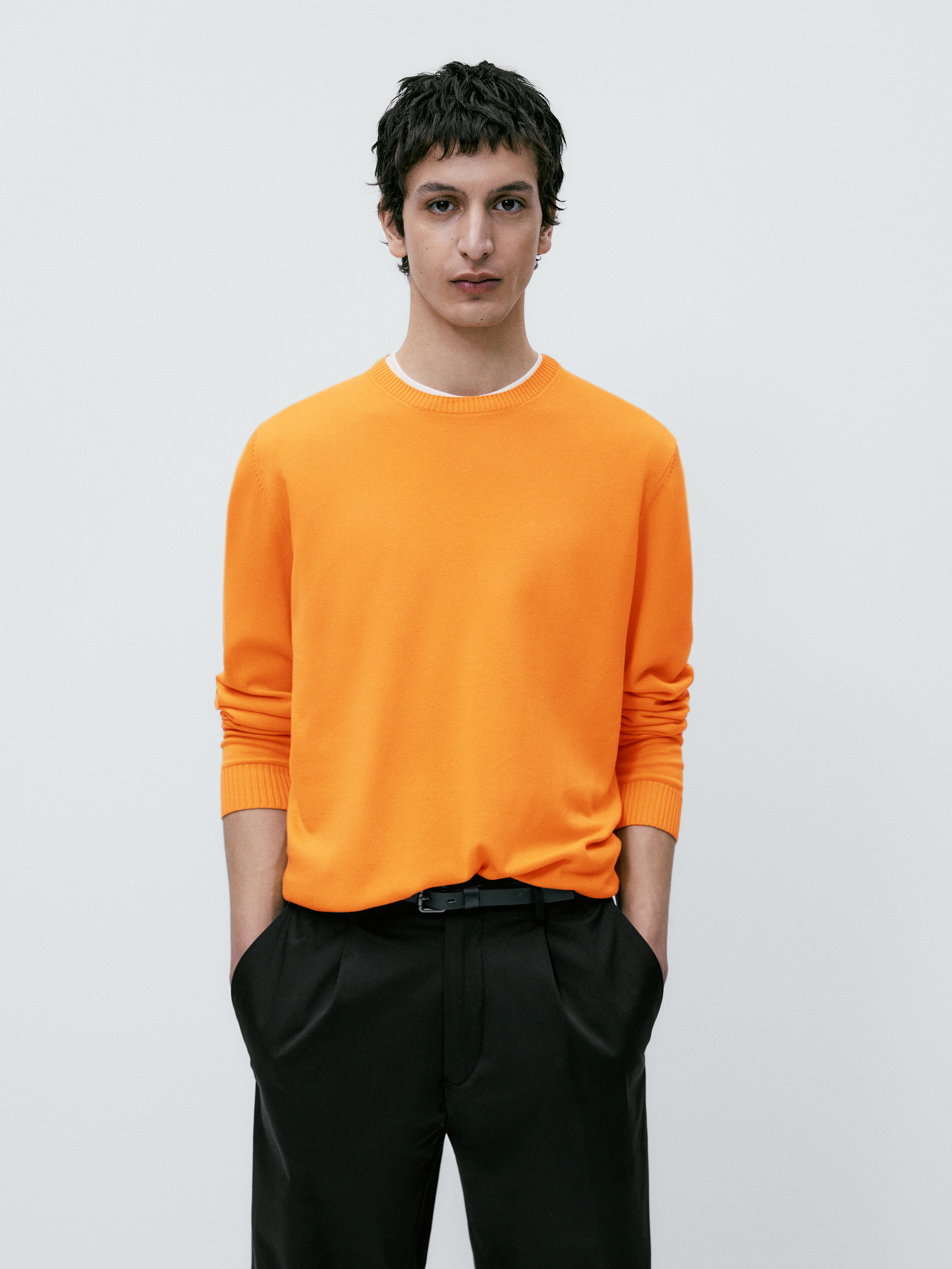 Jersey cuello redondo 100% algodon - TONO NARANJA