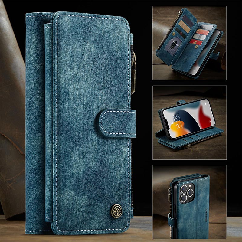 Retro Leather Phone Bag Wallet for iPhone Samsung with Coin Pocket