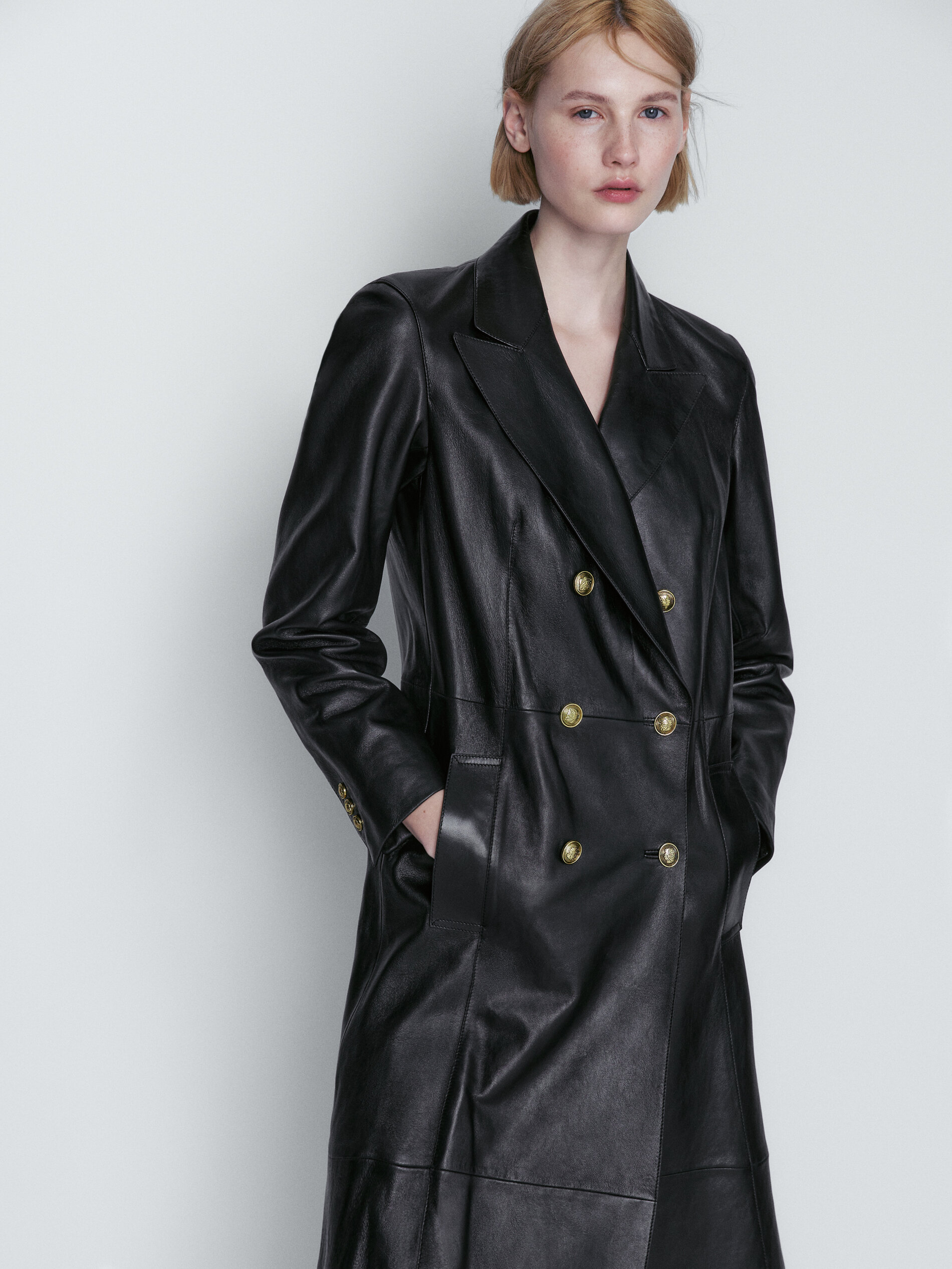 Chaqueta trench napa botones dorados - NEGRO