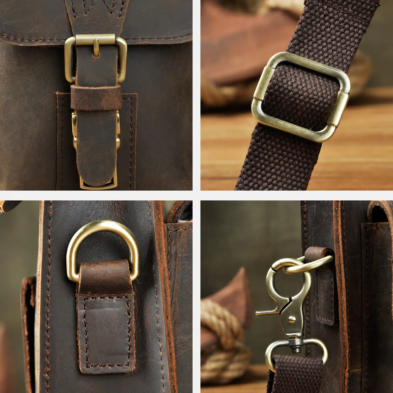 Genuine Leather Multifunction Messenger Bag