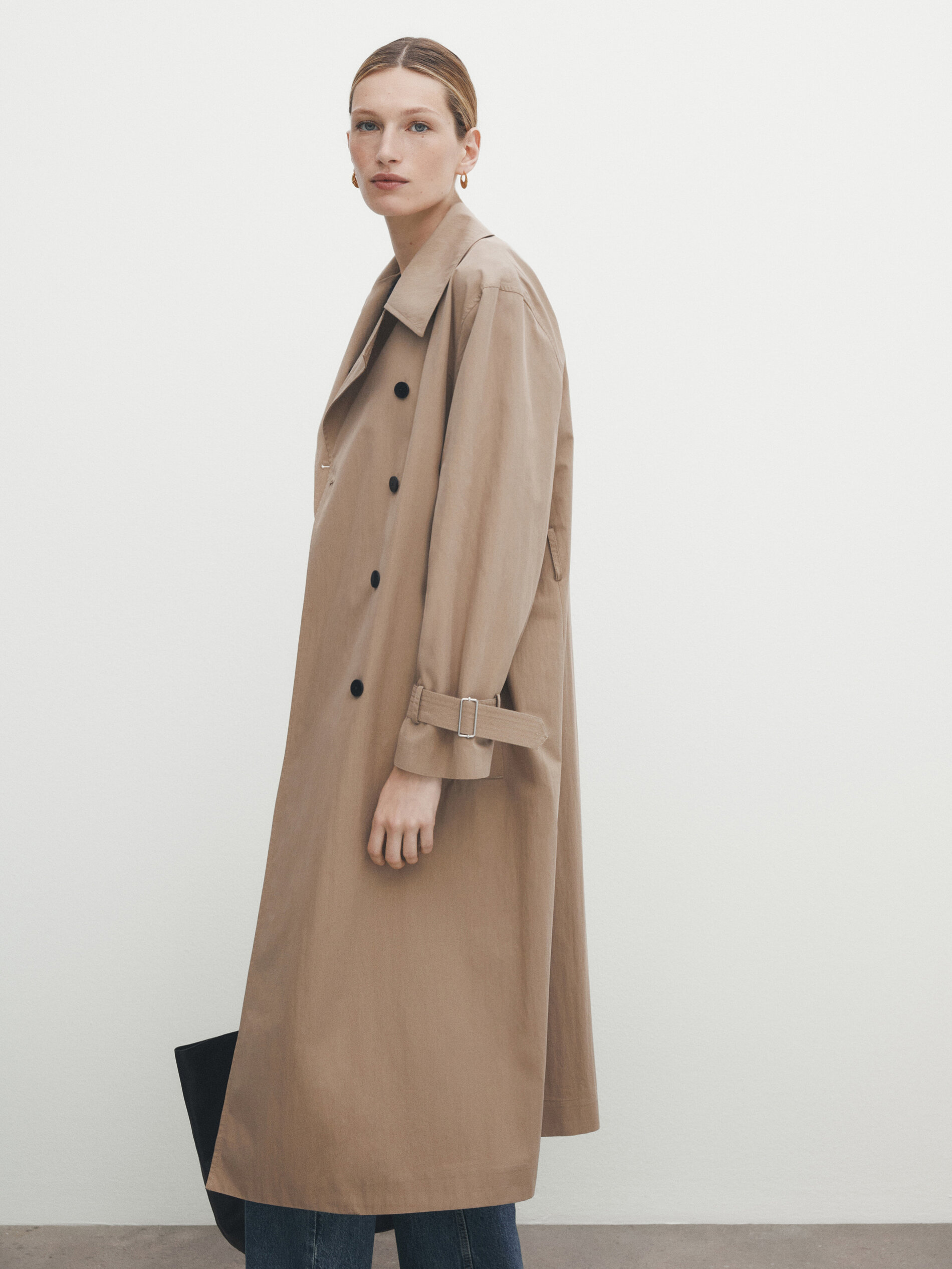 Gabardina técnica cinturón - BEIGE