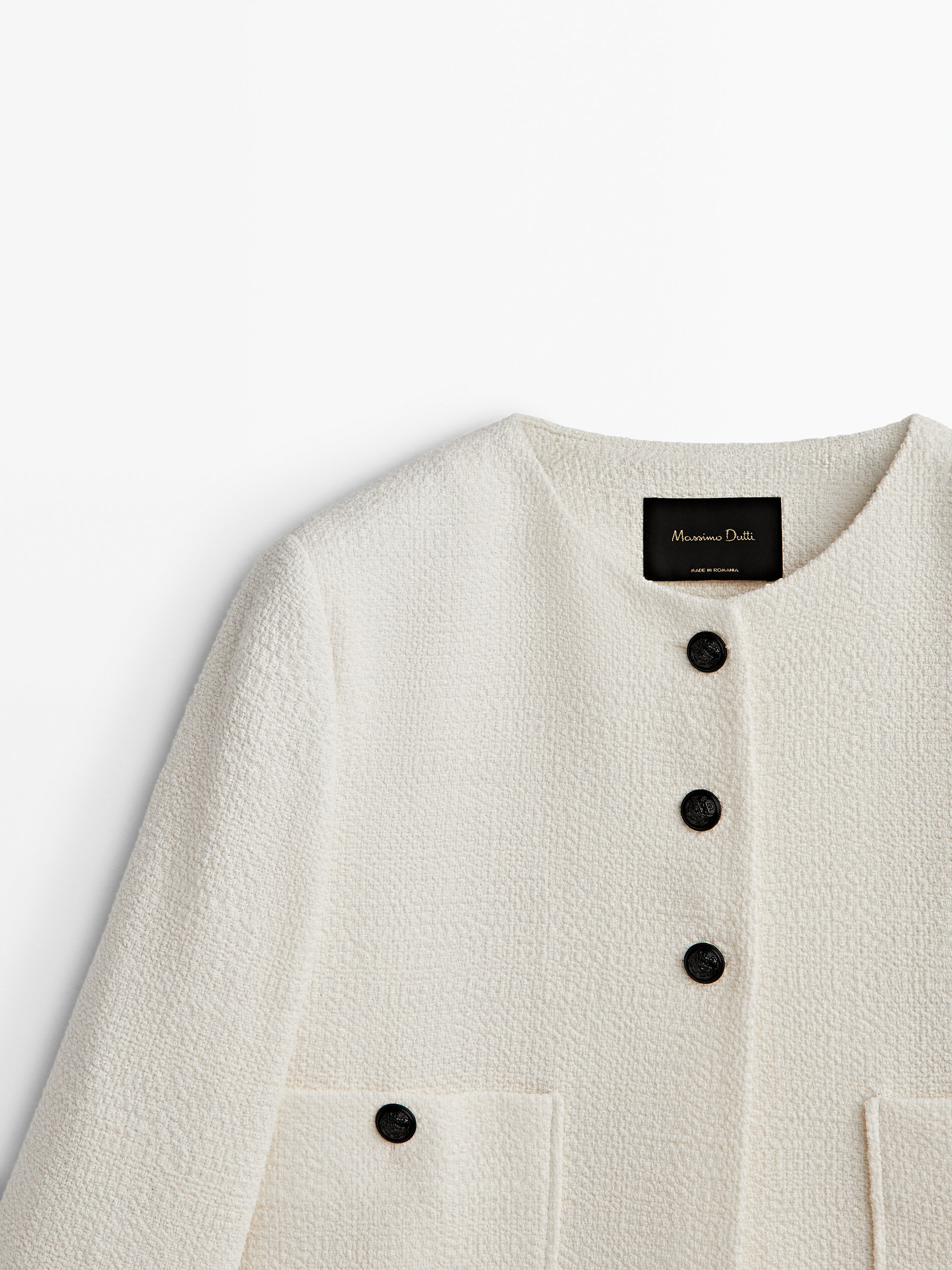 Chaqueta corta botones contraste - CRUDO