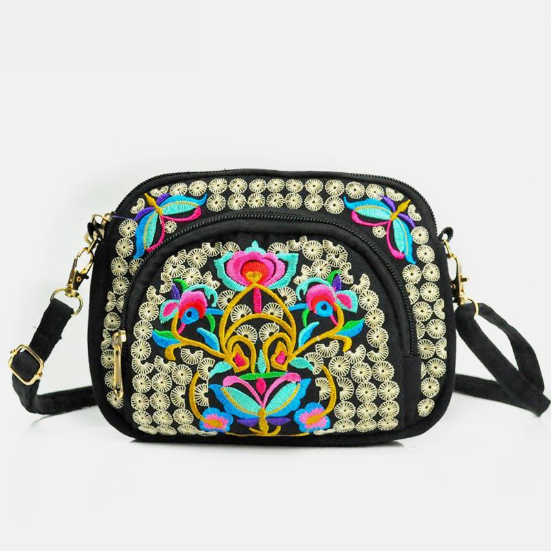 Embroidery Small Crossbody Bag Cell Phone Pouch