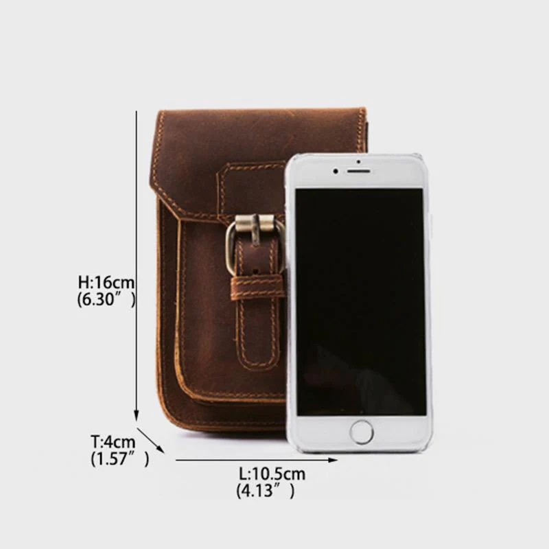 Retro GenuineLeather Waist Phone Bag