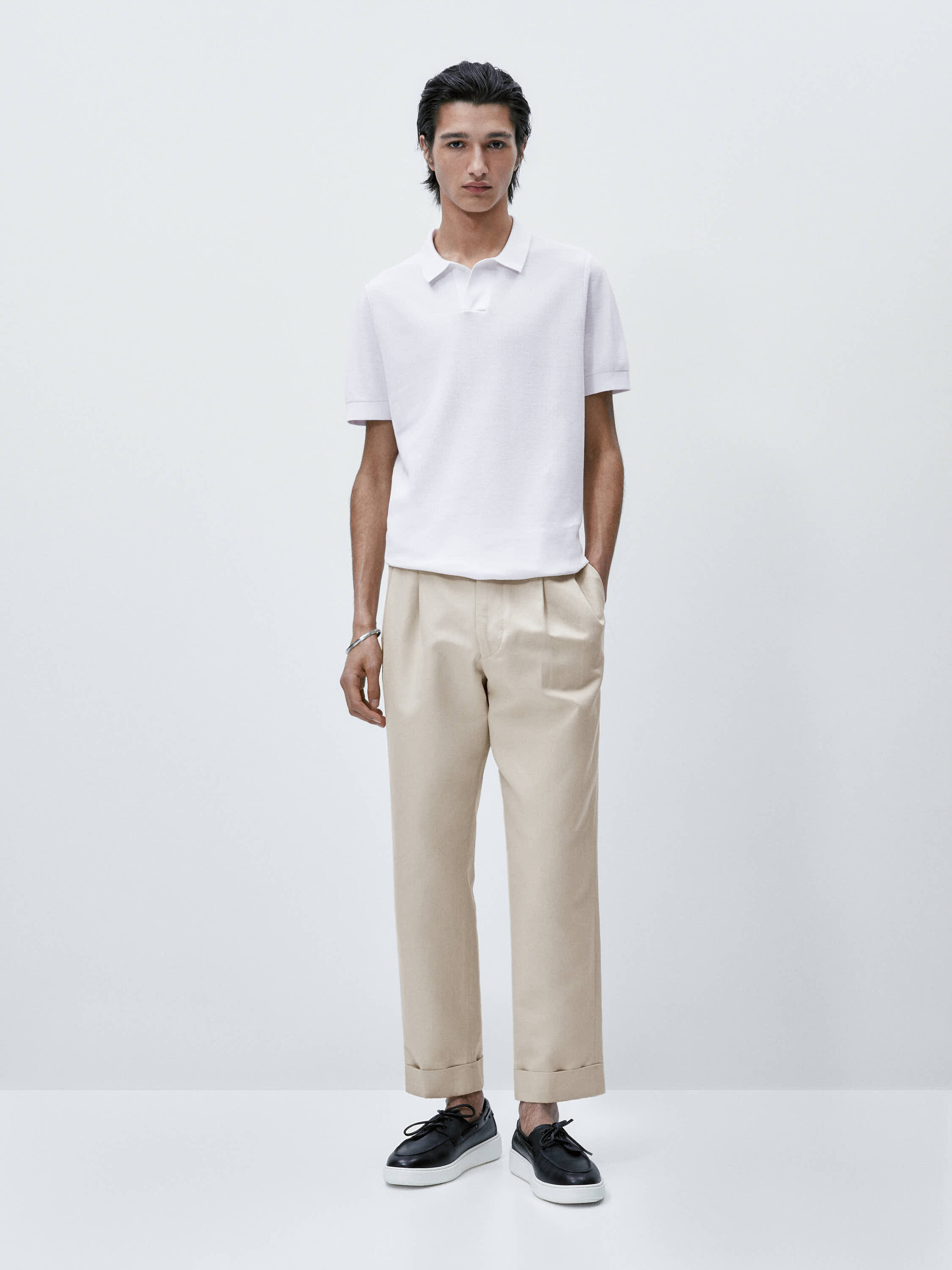 Jersey polo punto nido de abeja - BLANCO