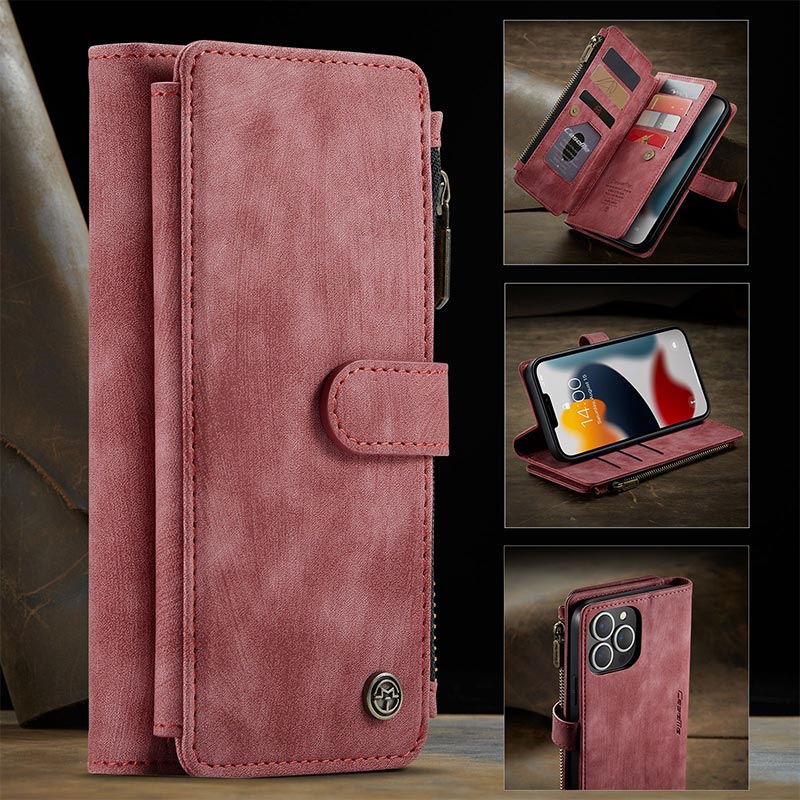 Retro Leather Phone Bag Wallet for iPhone Samsung with Coin Pocket
