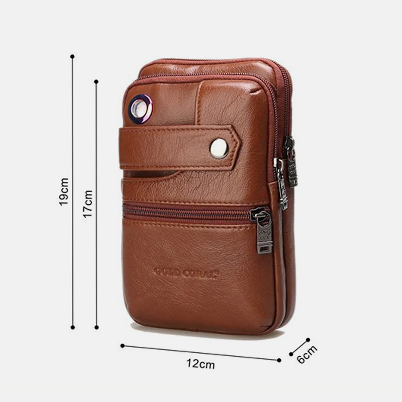 Retro GenuineLeather Business Crossbody PhoneBag With Earphone Hole