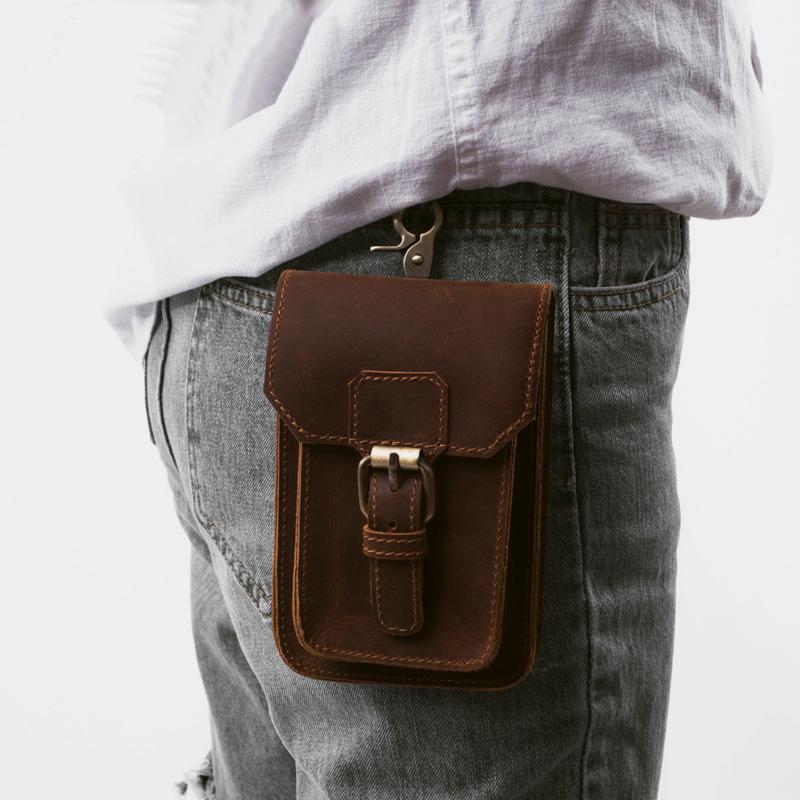 Retro GenuineLeather Waist Phone Bag